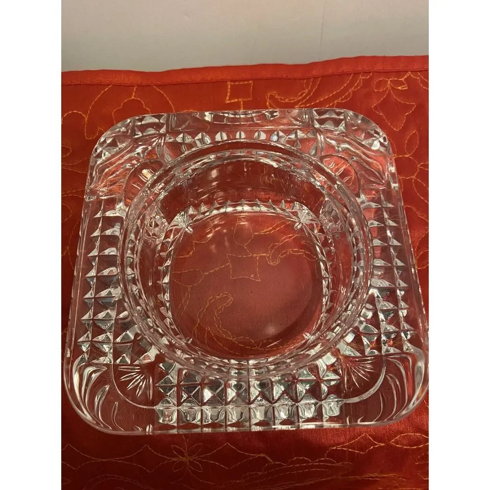Diamond Cut French Lead Crystal Candle Holder, Pillar Or Tea Lite Made In France